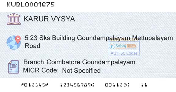 Karur Vysya Bank Coimbatore GoundampalayamBranch 