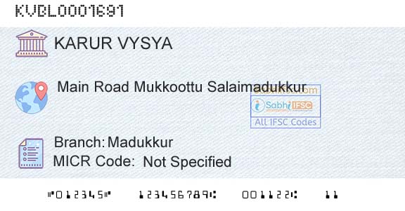 Karur Vysya Bank MadukkurBranch 