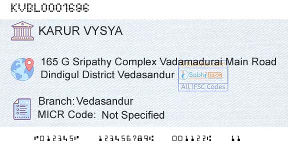 Karur Vysya Bank VedasandurBranch 