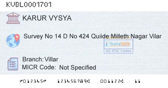 Karur Vysya Bank VillarBranch 