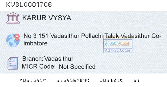 Karur Vysya Bank VadasithurBranch 