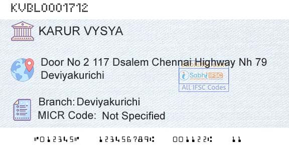 Karur Vysya Bank DeviyakurichiBranch 