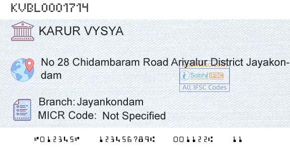 Karur Vysya Bank JayankondamBranch 