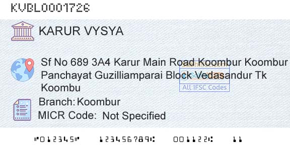 Karur Vysya Bank KoomburBranch 