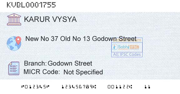 Karur Vysya Bank Godown StreetBranch 