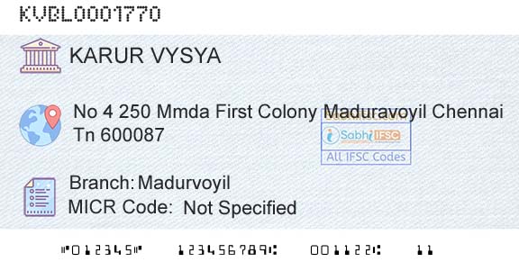 Karur Vysya Bank MadurvoyilBranch 