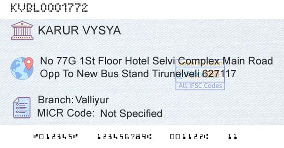 Karur Vysya Bank ValliyurBranch 