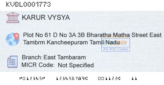 Karur Vysya Bank East TambaramBranch 