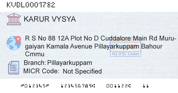 Karur Vysya Bank PillayarkuppamBranch 