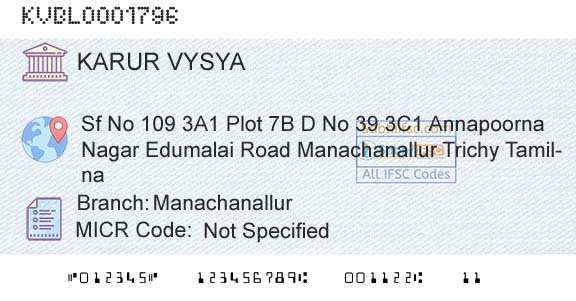 Karur Vysya Bank ManachanallurBranch 