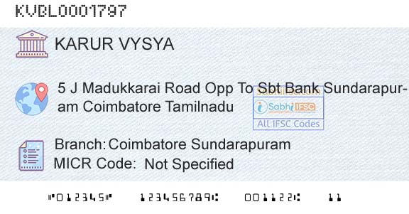 Karur Vysya Bank Coimbatore SundarapuramBranch 
