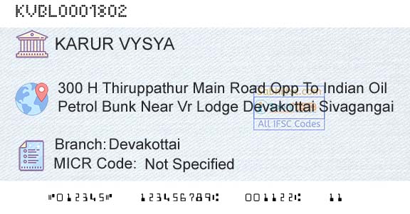 Karur Vysya Bank DevakottaiBranch 