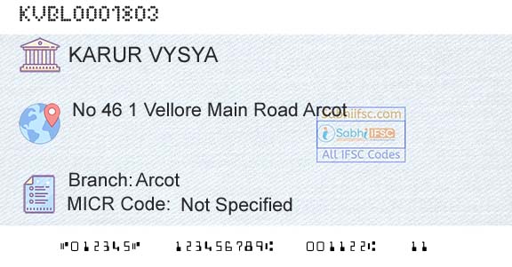Karur Vysya Bank ArcotBranch 