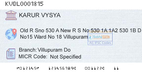 Karur Vysya Bank Villupuram DoBranch 