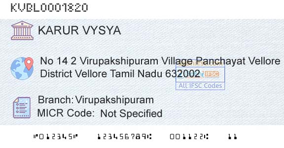 Karur Vysya Bank VirupakshipuramBranch 