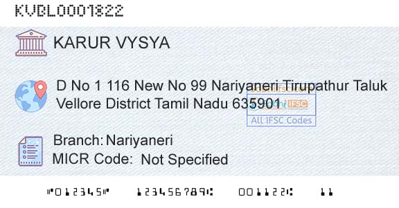 Karur Vysya Bank NariyaneriBranch 