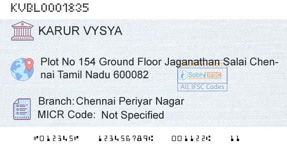 Karur Vysya Bank Chennai Periyar NagarBranch 