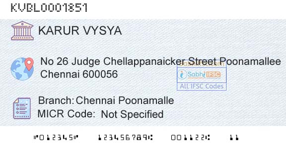 Karur Vysya Bank Chennai PoonamalleBranch 