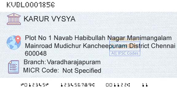 Karur Vysya Bank VaradharajapuramBranch 
