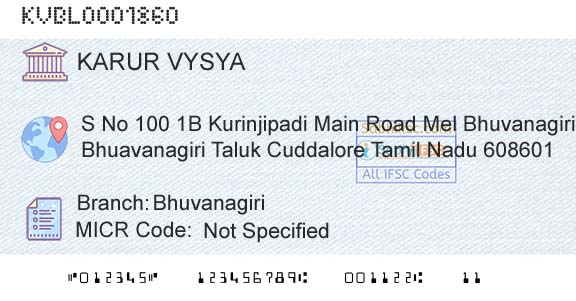 Karur Vysya Bank BhuvanagiriBranch 