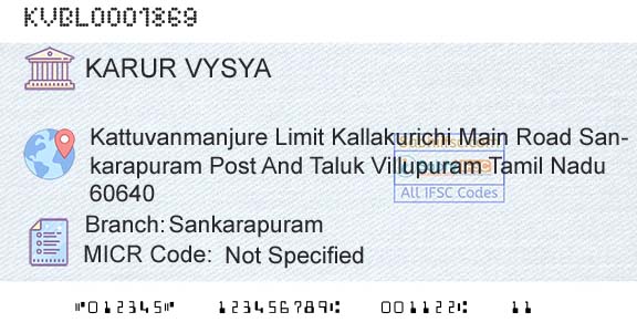 Karur Vysya Bank SankarapuramBranch 