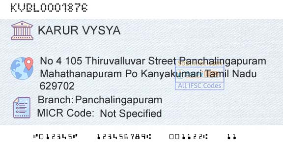Karur Vysya Bank PanchalingapuramBranch 
