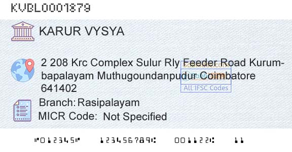 Karur Vysya Bank RasipalayamBranch 
