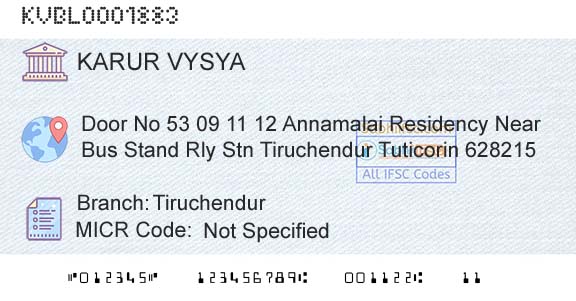 Karur Vysya Bank TiruchendurBranch 