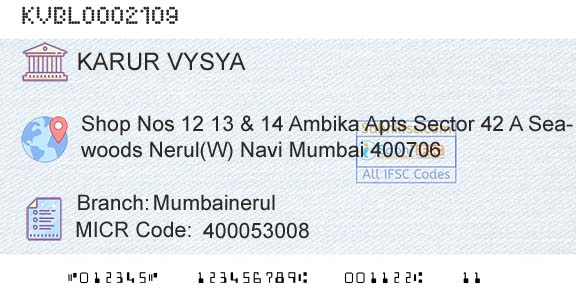 Karur Vysya Bank MumbainerulBranch 