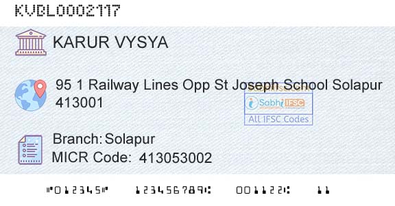 Karur Vysya Bank SolapurBranch 