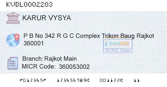 Karur Vysya Bank Rajkot MainBranch 
