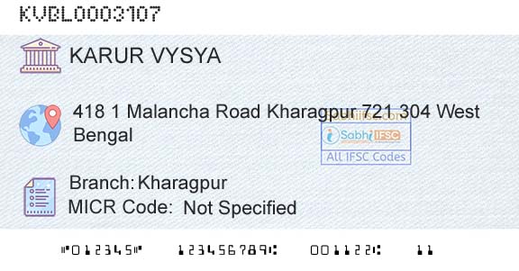 Karur Vysya Bank KharagpurBranch 