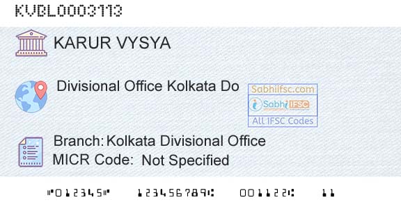 Karur Vysya Bank Kolkata Divisional OfficeBranch 