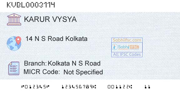 Karur Vysya Bank Kolkata N S RoadBranch 