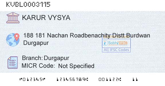 Karur Vysya Bank DurgapurBranch 
