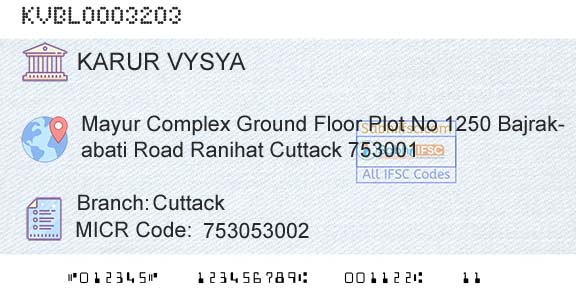 Karur Vysya Bank CuttackBranch 