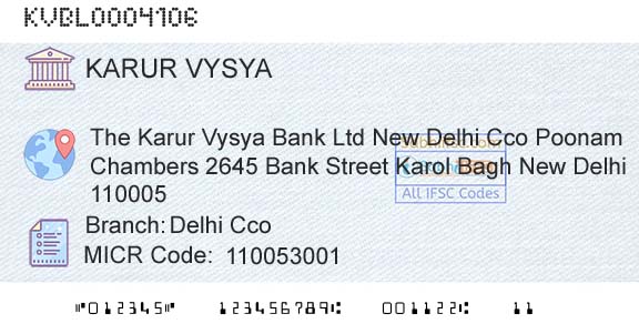 Karur Vysya Bank Delhi CcoBranch 
