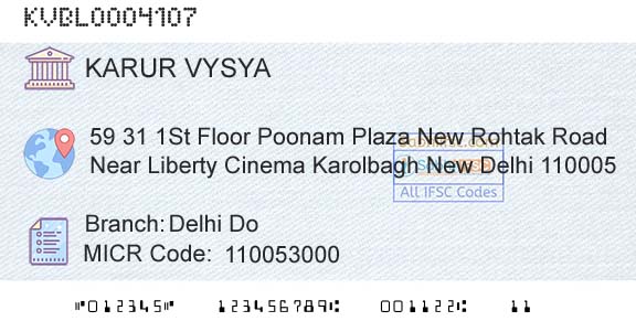 Karur Vysya Bank Delhi DoBranch 