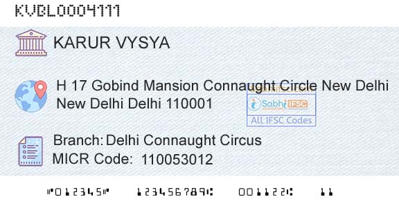 Karur Vysya Bank Delhi Connaught CircusBranch 