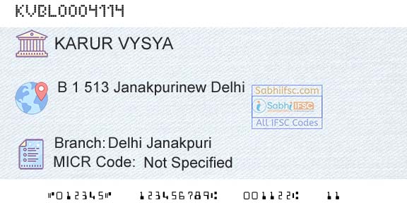 Karur Vysya Bank Delhi JanakpuriBranch 