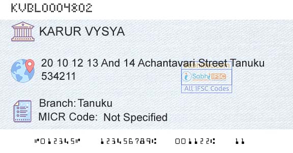 Karur Vysya Bank TanukuBranch 