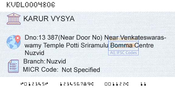 Karur Vysya Bank NuzvidBranch 