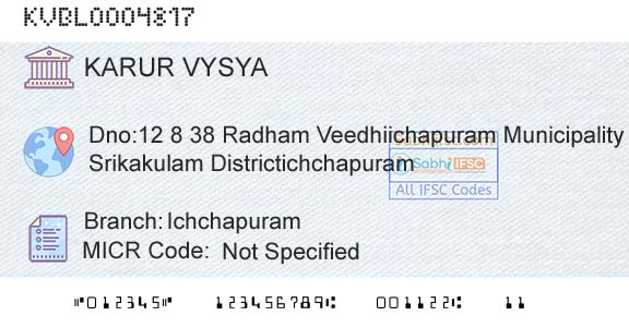 Karur Vysya Bank IchchapuramBranch 