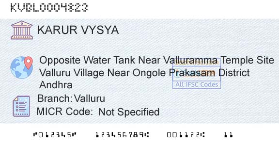 Karur Vysya Bank ValluruBranch 