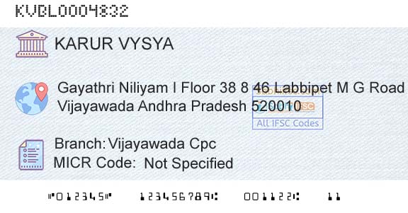 Karur Vysya Bank Vijayawada CpcBranch 