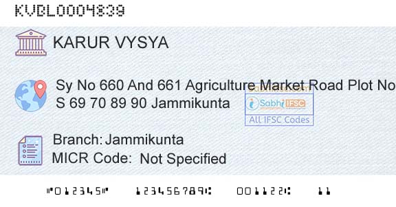 Karur Vysya Bank JammikuntaBranch 