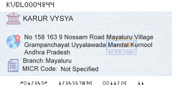 Karur Vysya Bank MayaluruBranch 