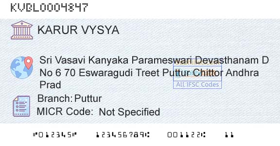 Karur Vysya Bank PutturBranch 