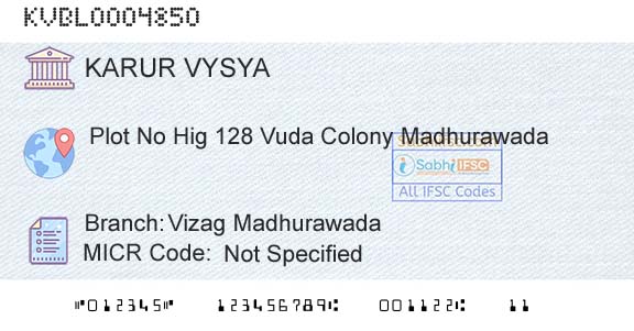 Karur Vysya Bank Vizag MadhurawadaBranch 