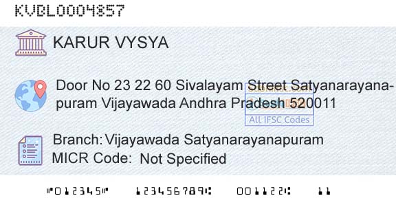Karur Vysya Bank Vijayawada SatyanarayanapuramBranch 